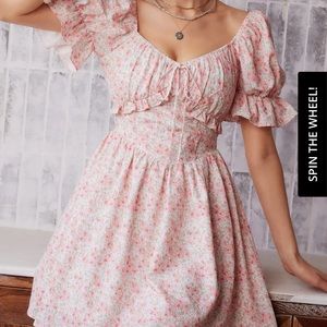 Lait collection pink floral puff sleeve dress, NWT, size L